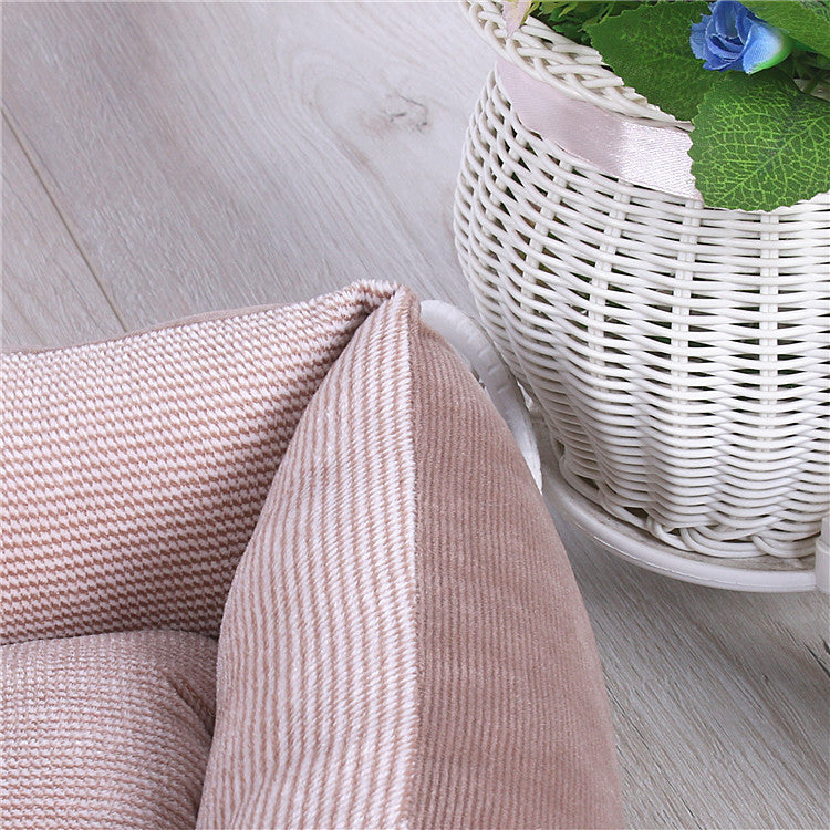 Gray Blue Plush Pet Nest Soft Breathable Cat Bed Dog Bed