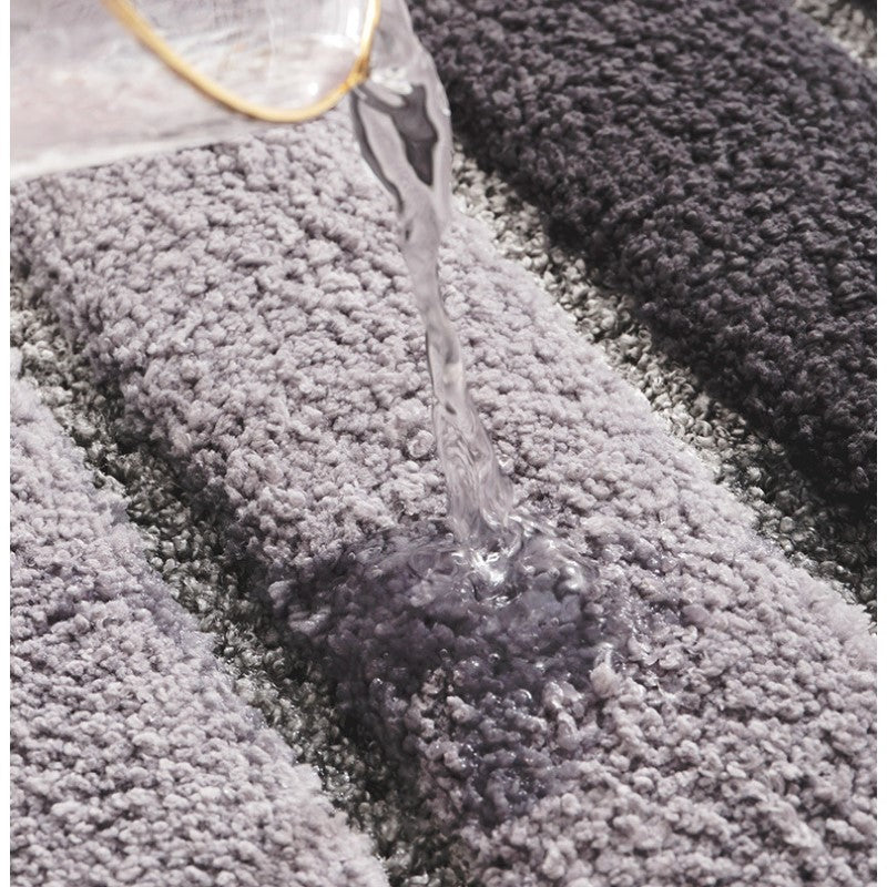 Grey Simple Striped Patterned Entryway Doormat Rugs Kitchen Bathroom Anti-slip Mats