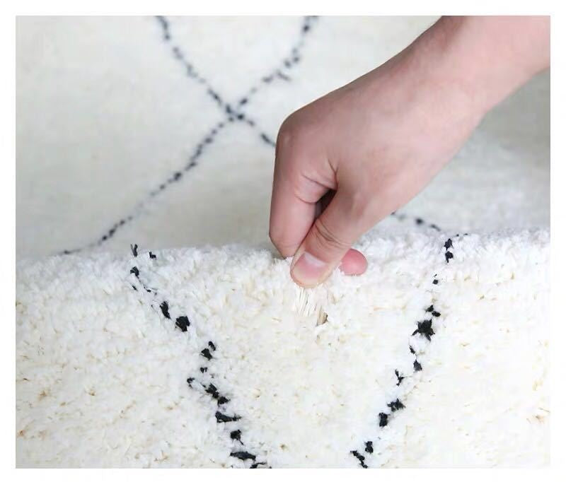 Quality Shaggy Cotton Moroccan Style Diamond Shape Rug Carpet For Living Room Bedroom Kids Room Hall Area