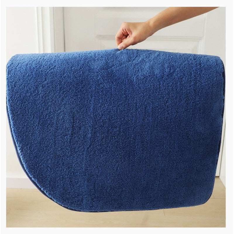 Beige Semicircle Super Fibre Soft Plush Plain Floor Rugs Entryway Bathroom Door Mats Anti-slip Mat