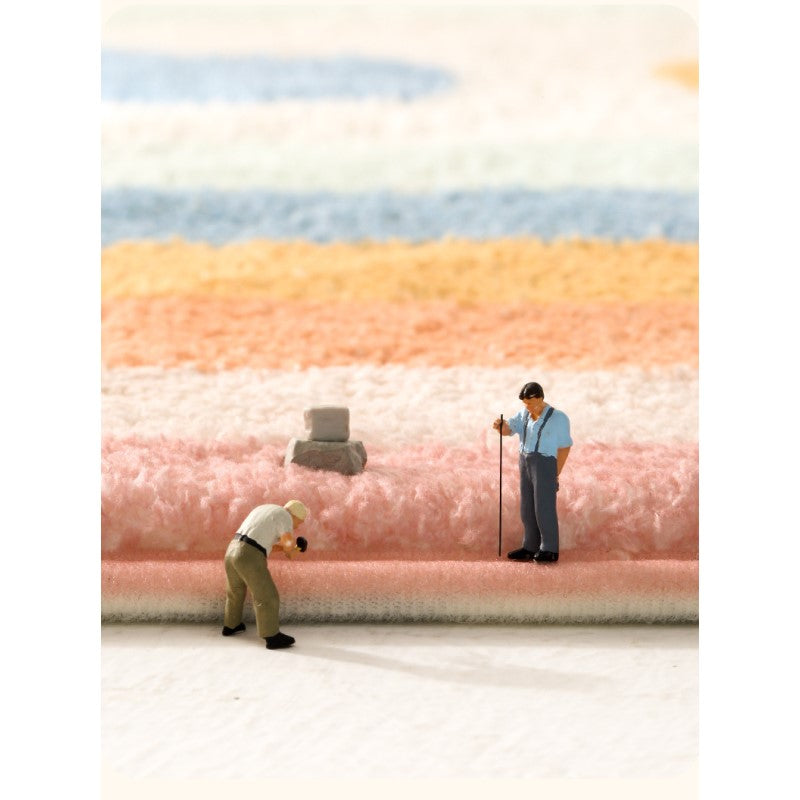 Rainbow And Clouds Patterned Modern Simple Plush Soft Girls Boys Bedroom Kids Room Bedside Carpet Rugs Runners