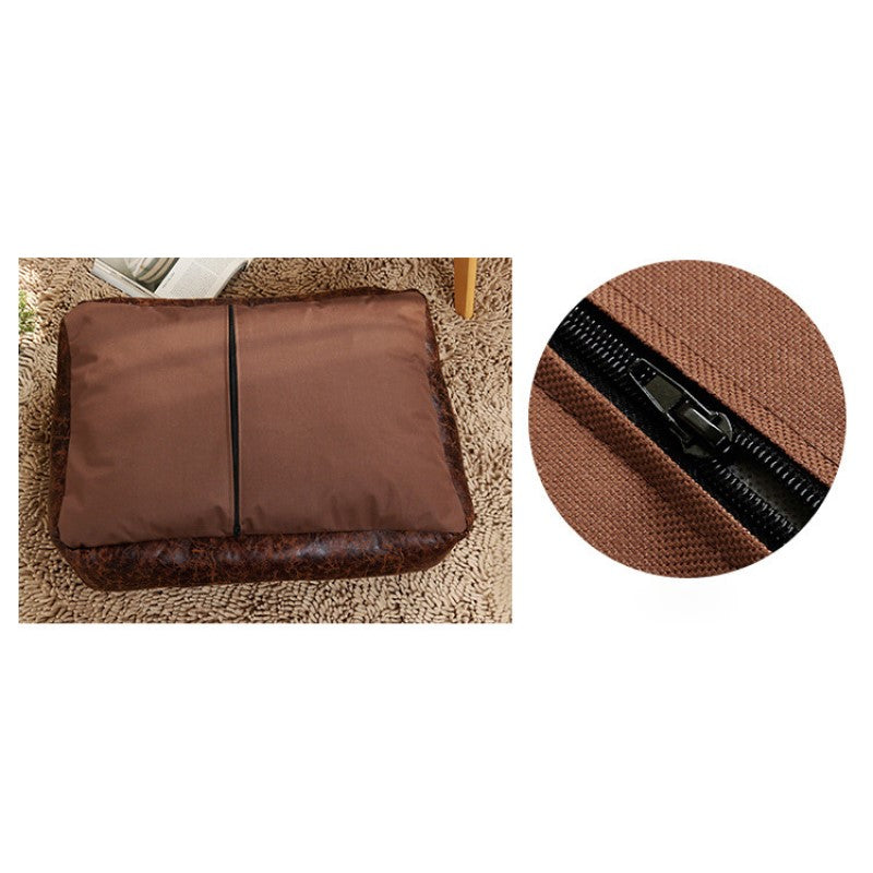Brown Deluxe Square Dog & Cat Soft Pet Bed Detachable and Washable Easy to Clean