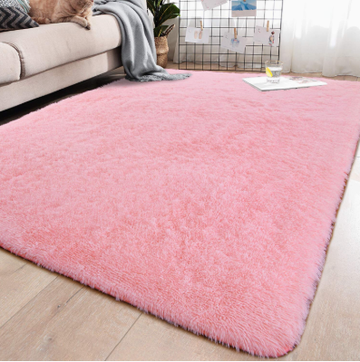 Light Pink Colour Modern Plain Carpet Bedroom Living Room Sofa Rugs Soft Plush Shaggy Rugs