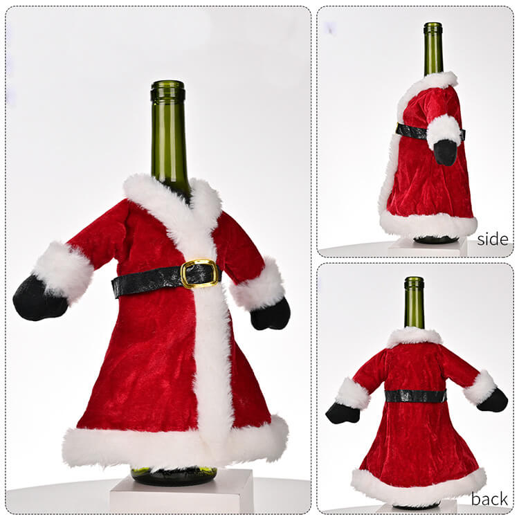 Red Robe Dress Christmas Wine Bottle Cover Novelty Decoration for Wine Champagne Wedding Christmas Party