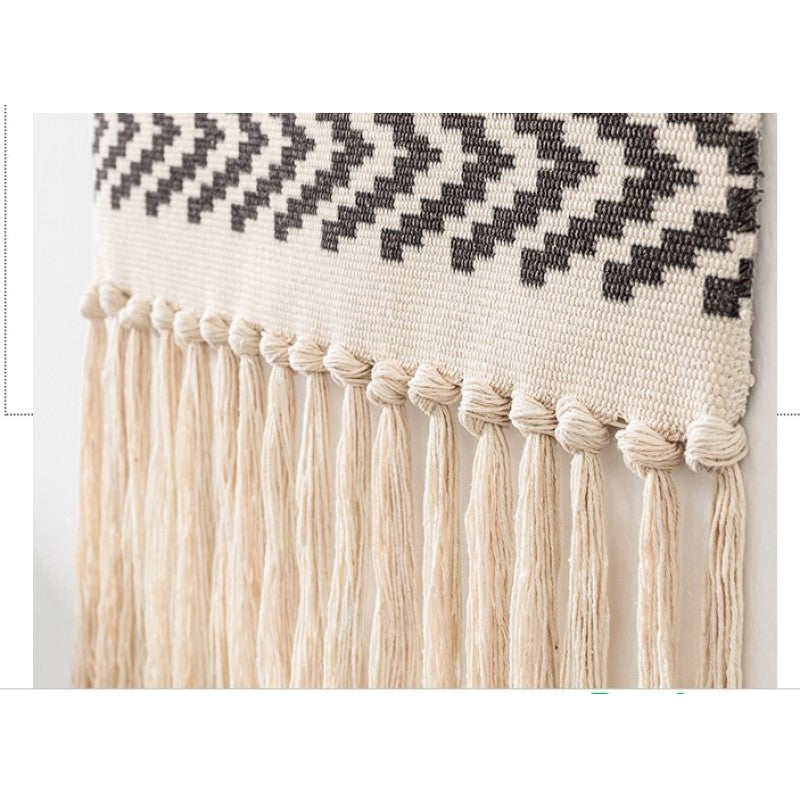 Pretty Colourful Hexagon Geometric Pattern Cotton Hanging Rugs Tapestry with Tassel Handwoven for Bedroom Living Room Hall Wall Decor Art Tapestries