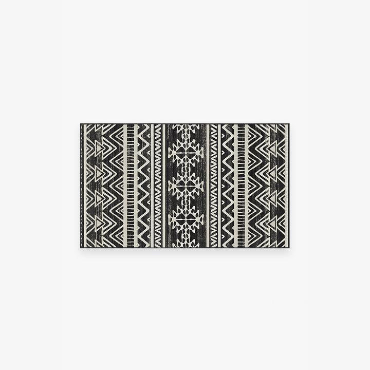 Modern Black Geometric Rugs for Living Room Bedroom Hall Office Machine Washable