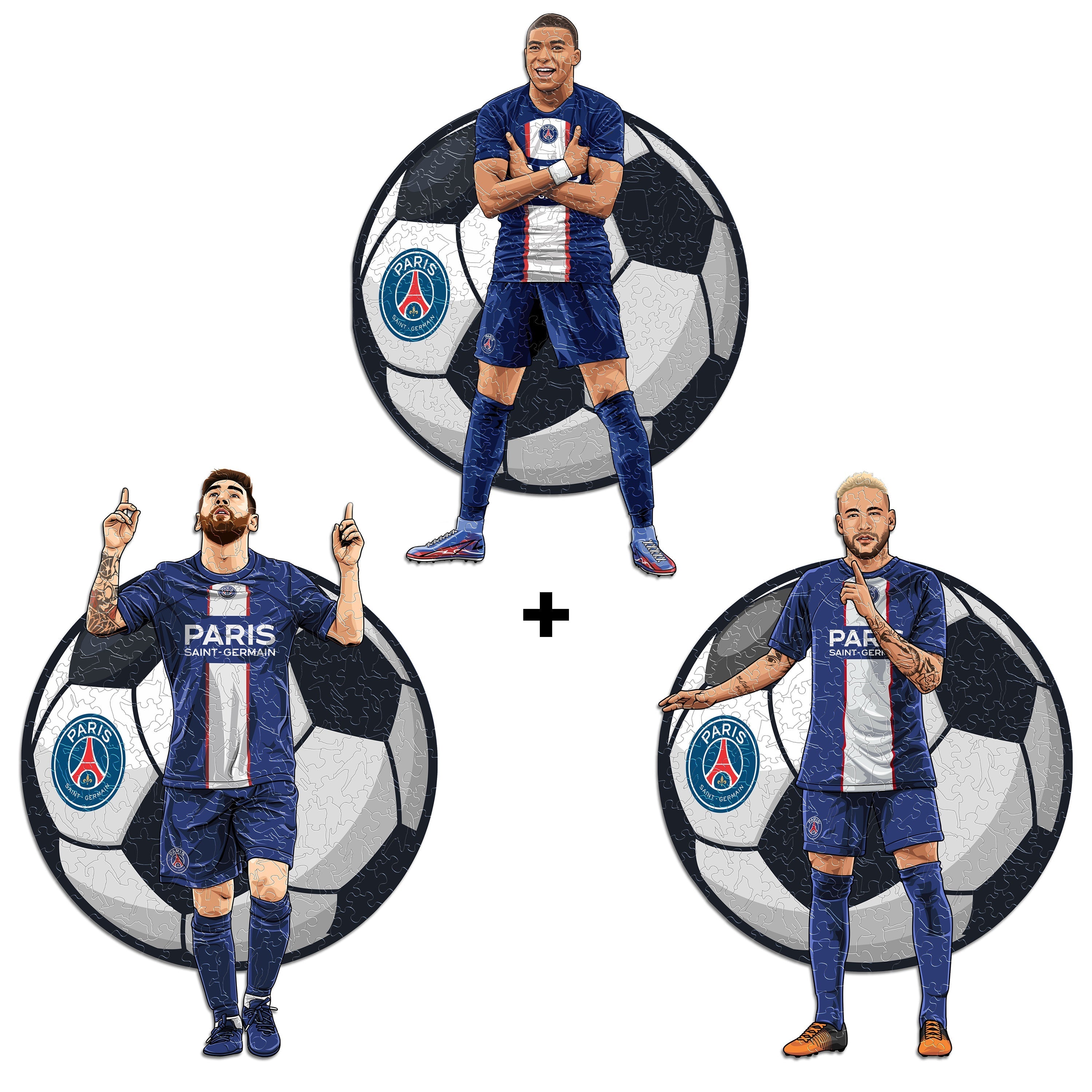 3 PACK Lionel Messi + Neymar Jr. + Kylian Mbappé
