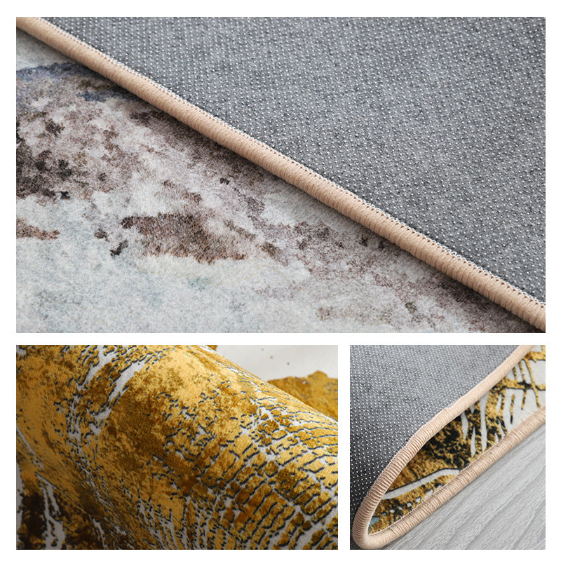 Abstract Watercolour Pattern Faux Cashmere Plush Comfy Modern Rugs For Living Room Bedroom Bedside Carpet