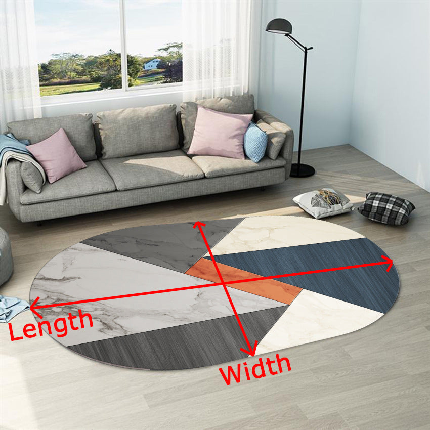 Oval Modern Geometric Rug for Living Room Bedroom Kitchen