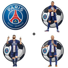 4 PACK PSG FC® Logo + Lionel Messi + Kylian Mbappé + Neymar Jr.