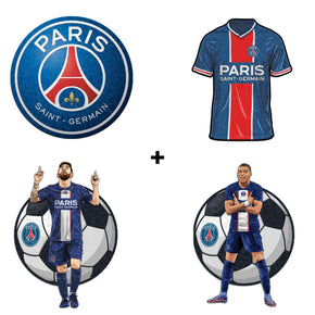 4 PACK PSG FC® Logo + Jersey + Lionel Messi + Kylian Mbappé