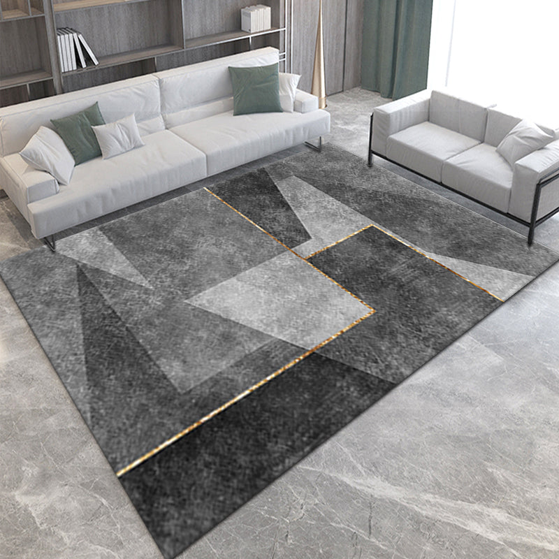 Modern Geometric Grey Simple Rugs for Living Room Dining Room Bedroom Hall