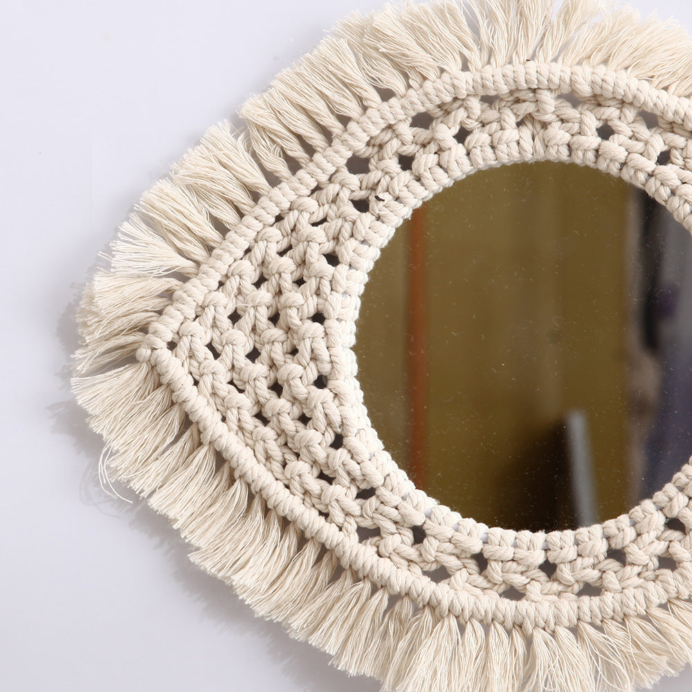 08 Weaving Art Hanging Wall Decoration with Mirror Art Decor