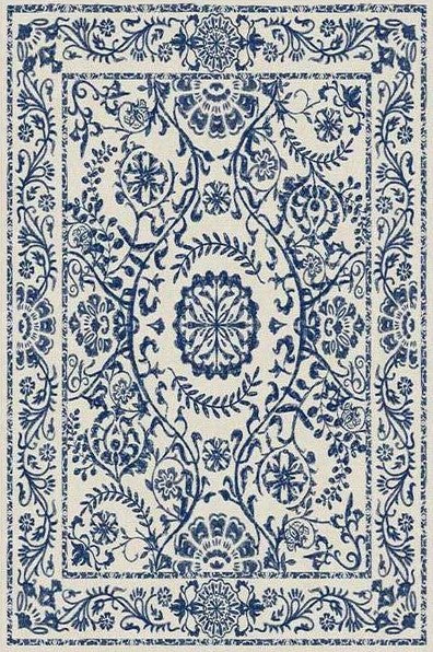 Blue Traditional Floral Rugs Runners for Living Room Bedroom Hall Office Machine Washable
