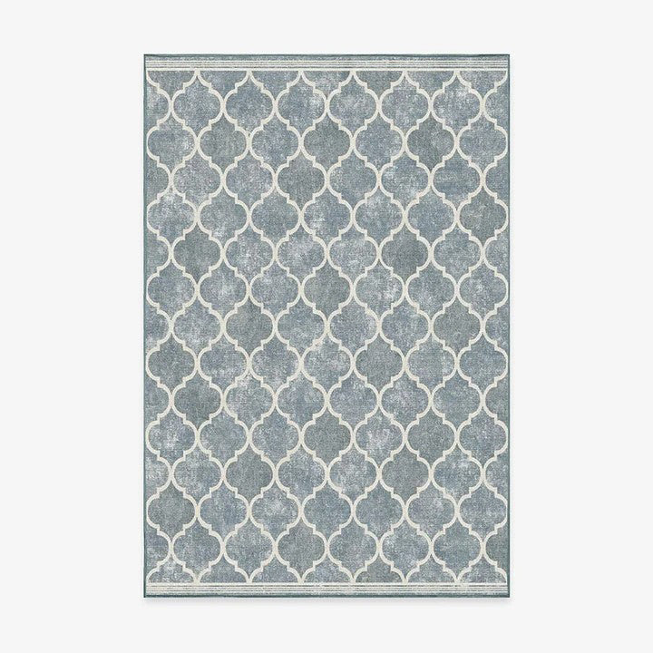 Blue Modern Geometric Rugs Runners for Living Room Bedroom Hall Office Machine Washable