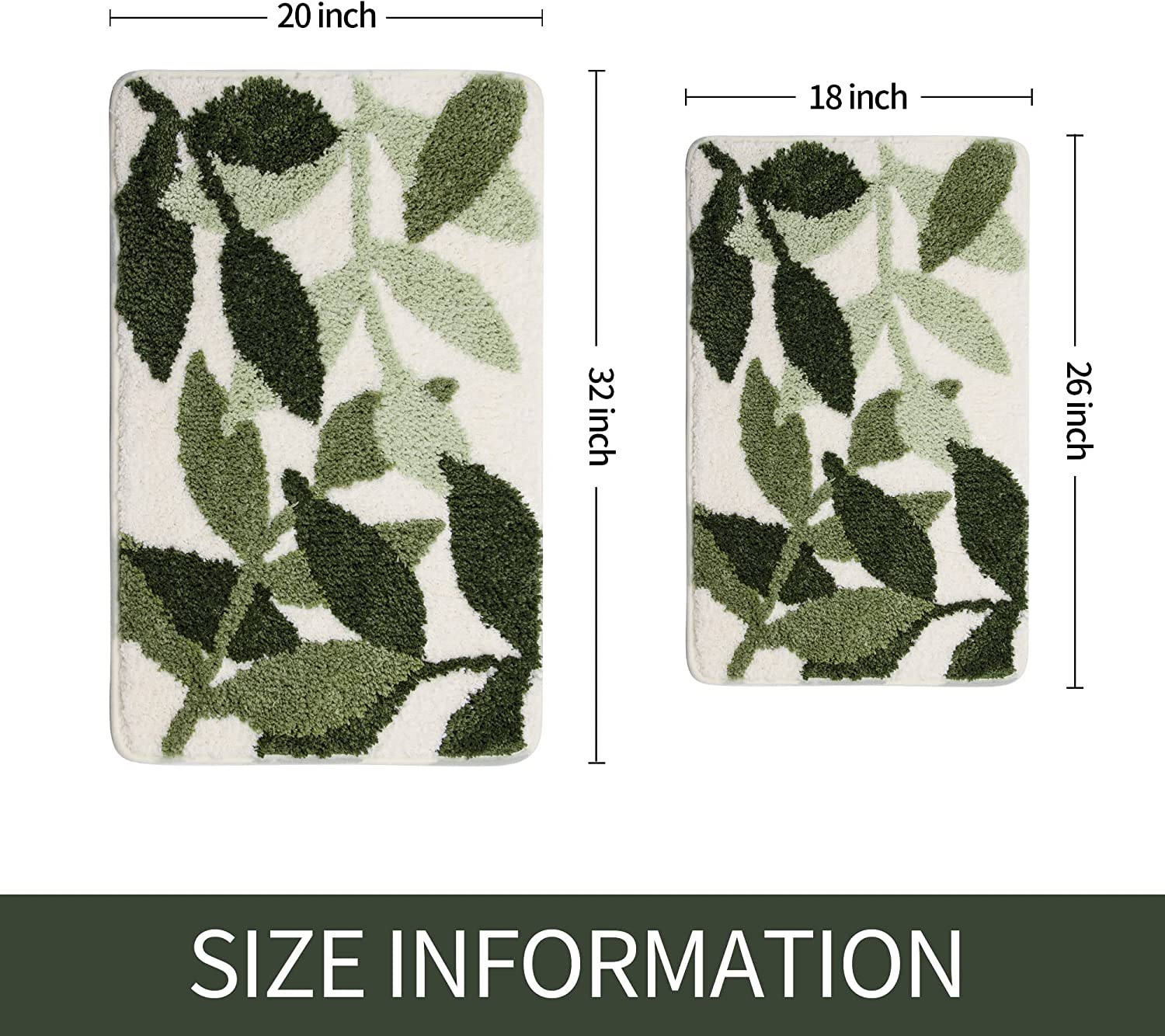 Extra Soft Flocking Bath Mats Absorbent Non-Slip Bathroom Rugs  Leaves