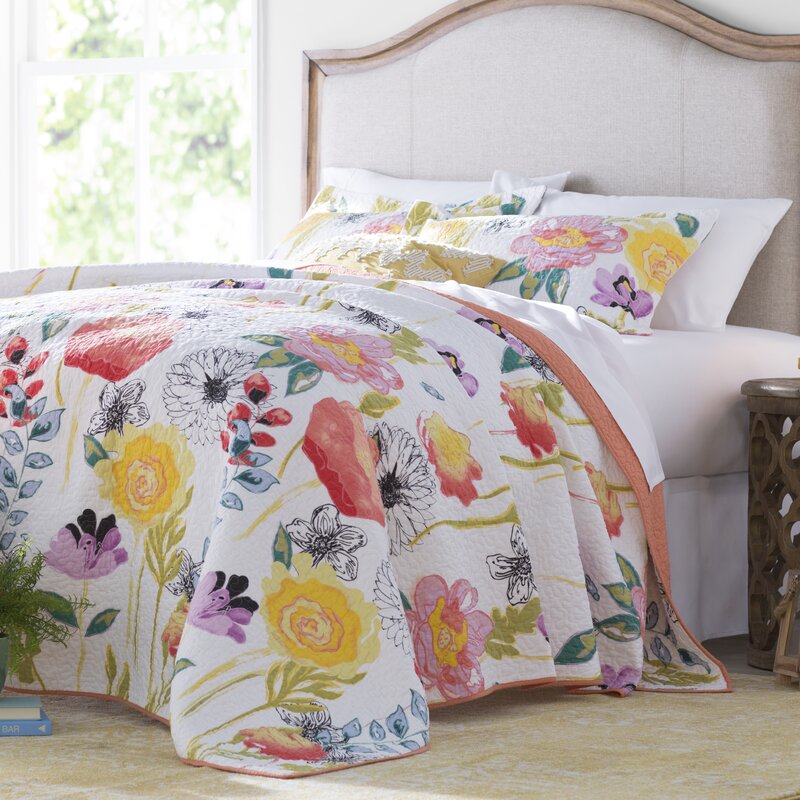 Reversible Cozy Floral Cotton Quilt Set