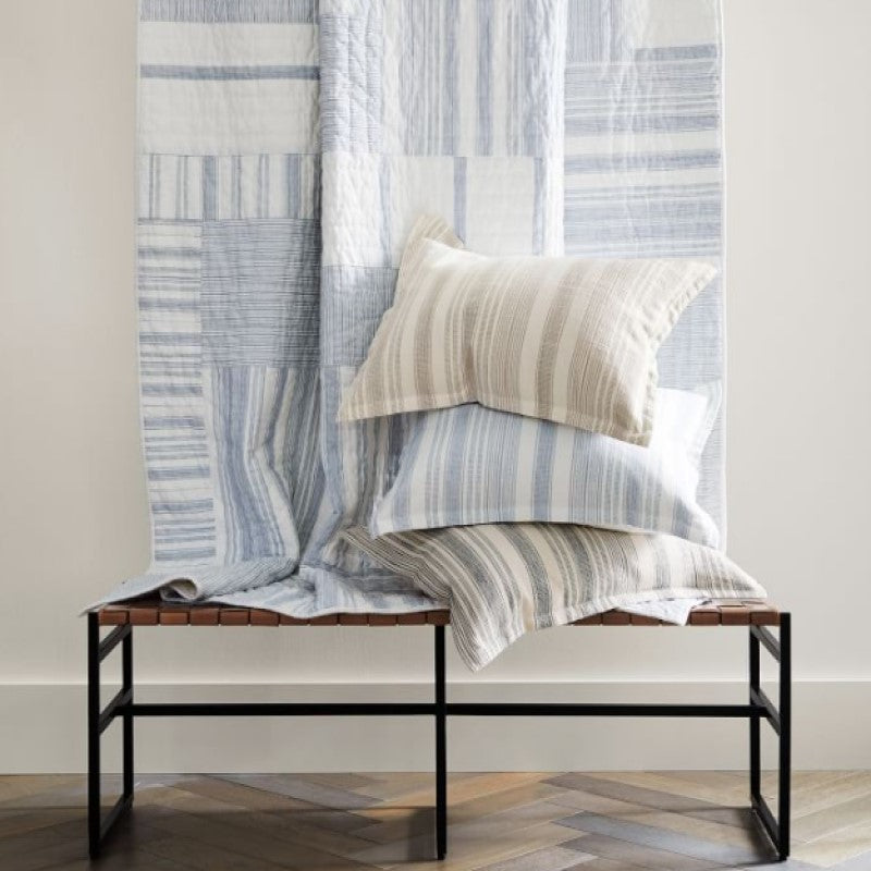 Light blue Striped Quilt Set