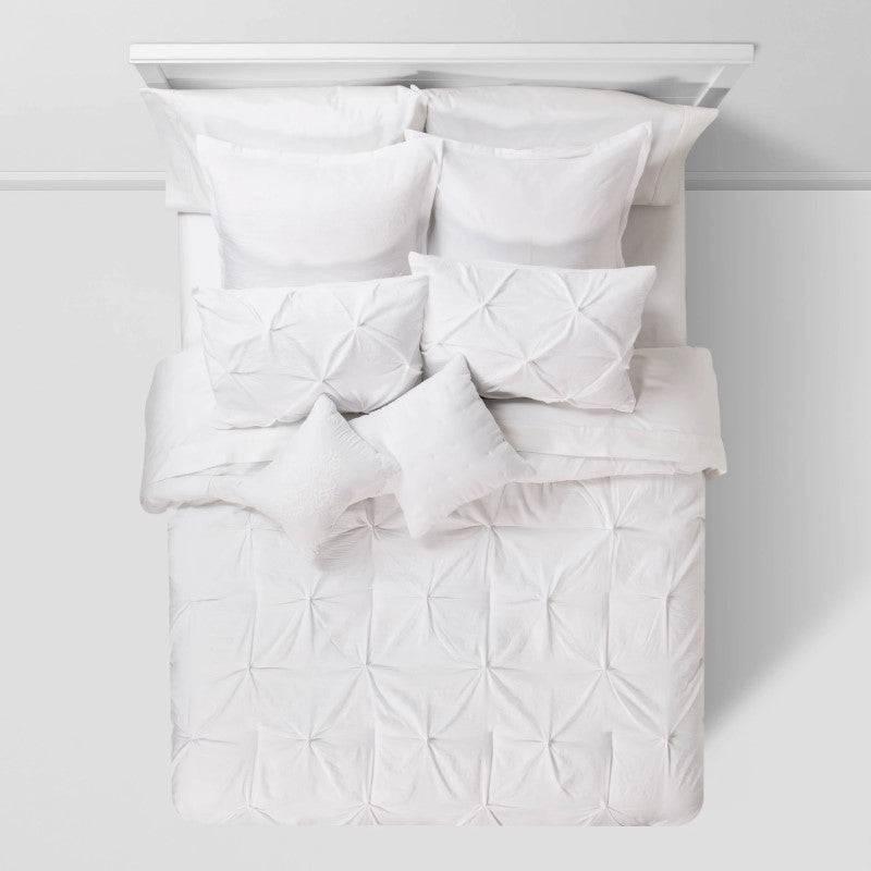 White Pinch Pleat Duvet Cover