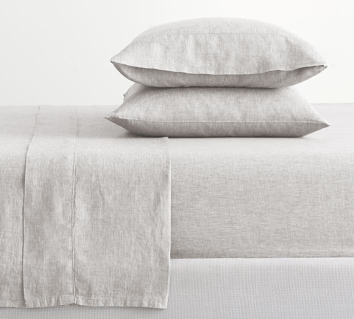 light Gray Flax Linen Sheet Set