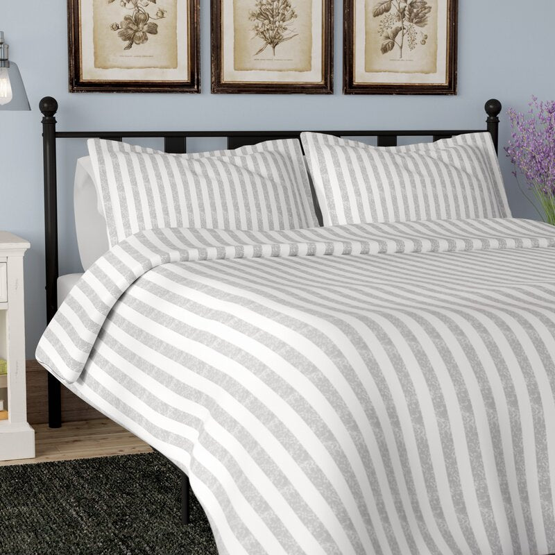 Light Gray Striped simplicity Duvet Cover Set