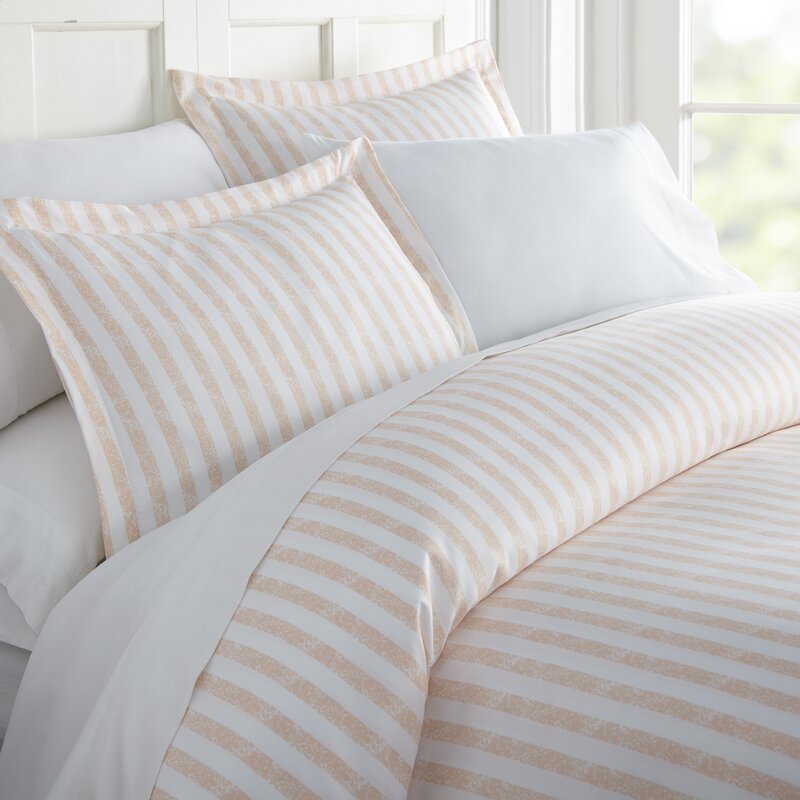 Light Orange Striped Simplicity Duvet Cover Set