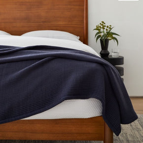 Dark Blue Ribbed Blanket