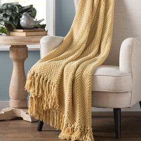 Yellow Casual Tweed Throw