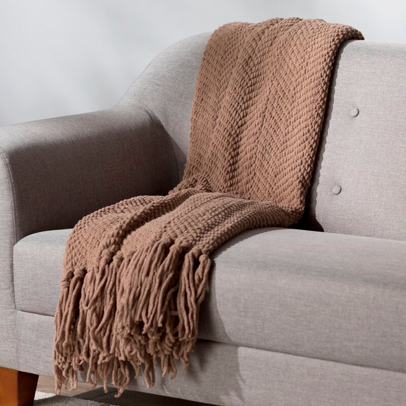 Brown Casual Sofa Tweed Throw