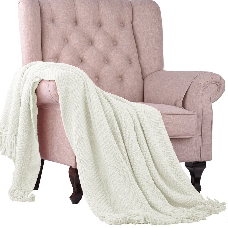 White Casual Sofa Tweed Throw