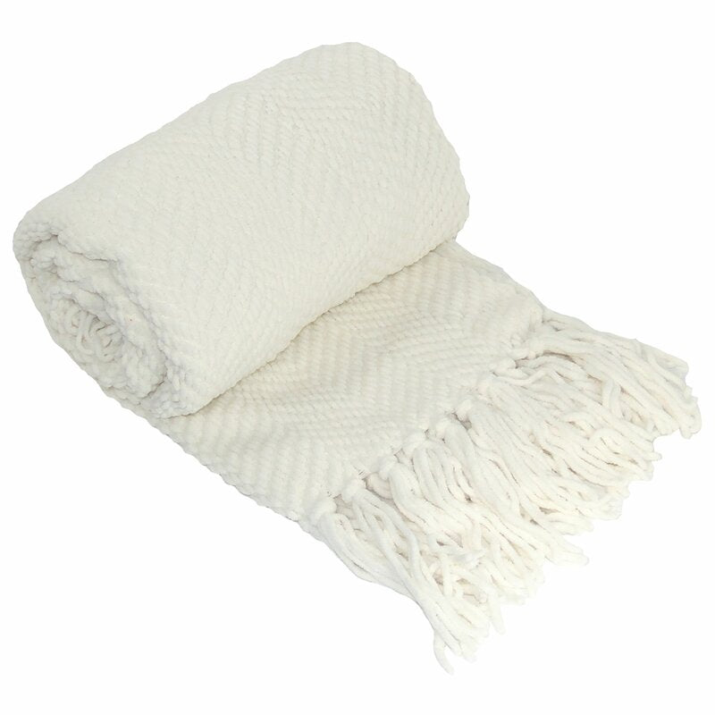 White Casual Sofa Tweed Throw
