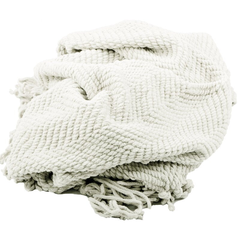 White Casual Sofa Tweed Throw