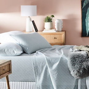 Printed Flannelette Sage Tile Sheet Set