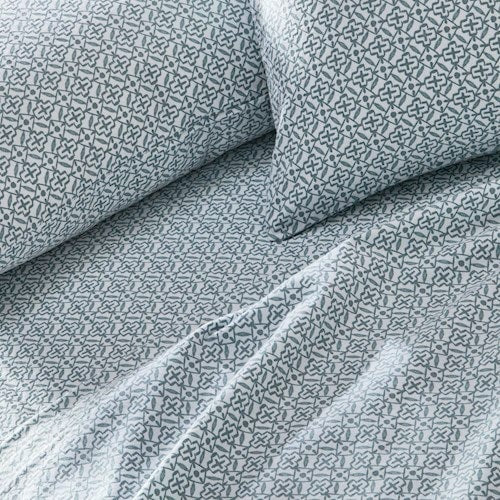 Printed Flannelette Sage Tile Sheet Set