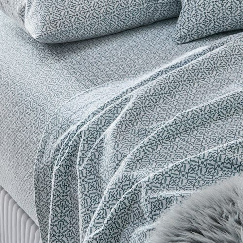 Printed Flannelette Sage Tile Sheet Set