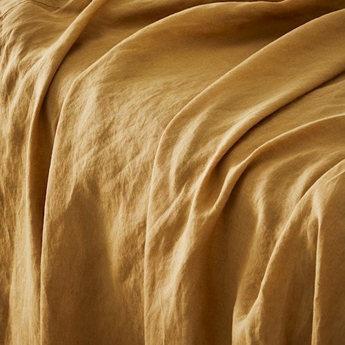 Vintage Yellow Washed Linen Sheet Set