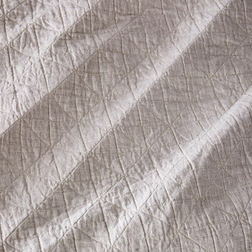 Light Grey Vintage Washed Linen Quilted Eucalyptus Coverlet