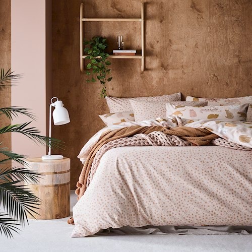 Printed Flannelette Pink Cat Quilt Cover Set