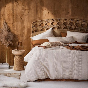 Cable Oatmeal Jersey Quilt Cover