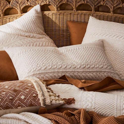 Cable Oatmeal Jersey Quilt Cover