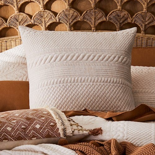 Cable Oatmeal Jersey Quilt Cover