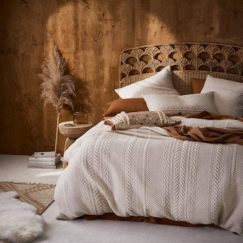 Cable Oatmeal Jersey Quilt Cover