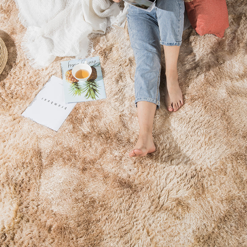 Gradient Beige Colour Modern Plain Carpet Bedroom Living Room Sofa Rugs Soft Plush Shaggy Rugs