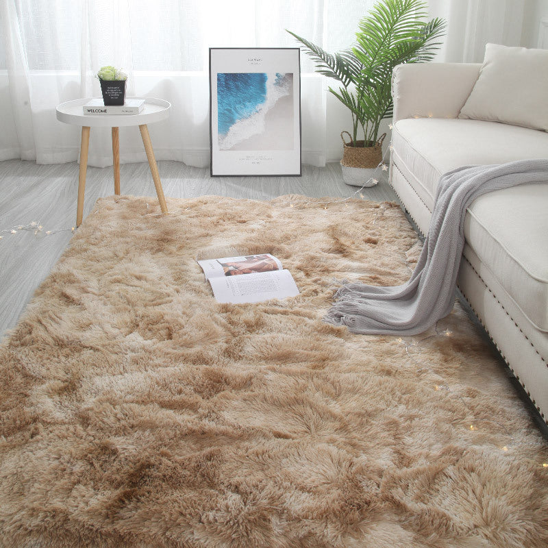 Gradient Beige Colour Modern Plain Carpet Bedroom Living Room Sofa Rugs Soft Plush Shaggy Rugs