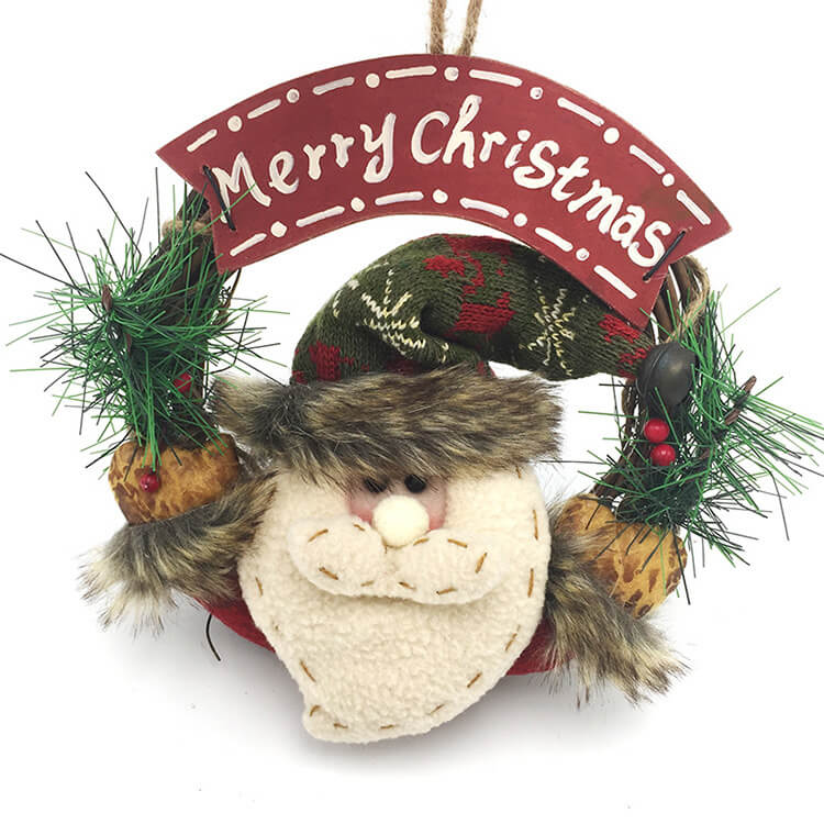 Christmas Wreaths Santa Claus Snowman Deer Rattan Hanging Wreath Christmas Decorations