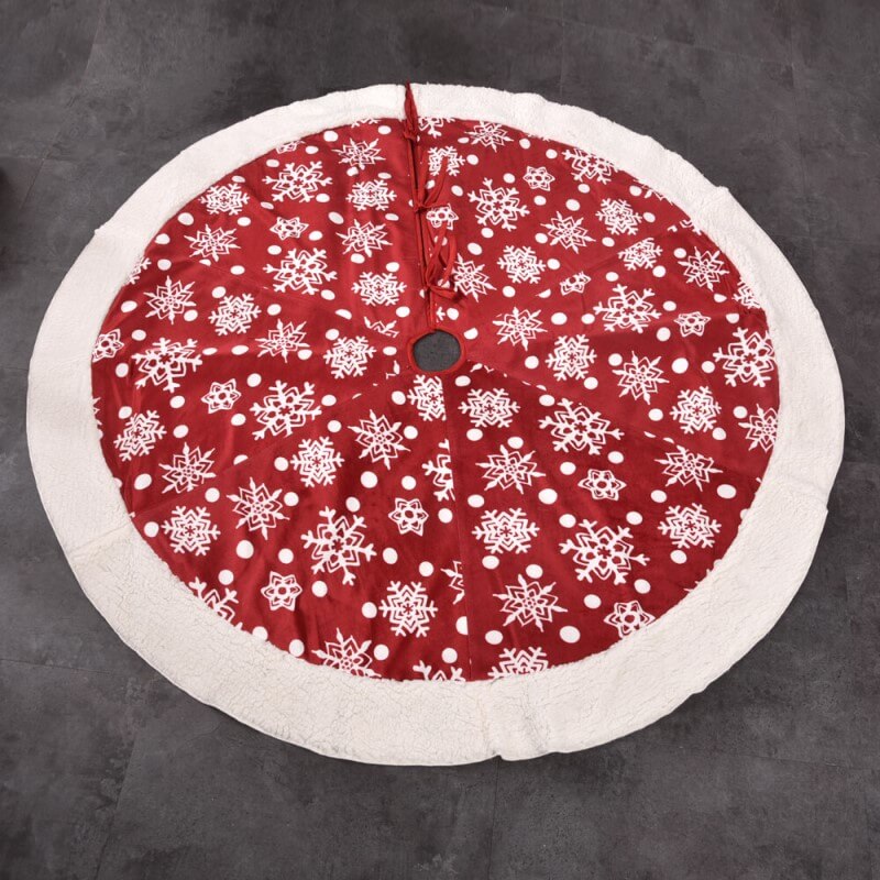 Red Christmas Tree Skirt ,Soft Plush Tree Skirts Snow Tree Skirt for Winter Theme Decorations
