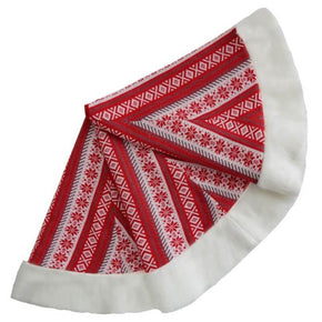 Red Knitted Snowflake Christmas Tree Skirt Tree Bottom Decorations
