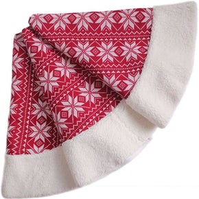 Knitted Snowflake Christmas Tree Skirt Plush Decorative Tree Skirt Tree Bottom Decorations