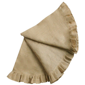 Vintage Natural Khaki Burlap Christmas Tree Skirt with Elegant Ruffle Design Christmas Decorations