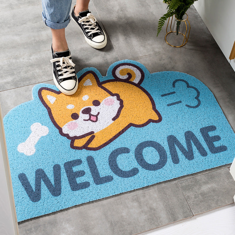 Running Dog Pets Welcome Mat Sand Dust Scraping Durable Non-slip Mats Cartoon Doormat